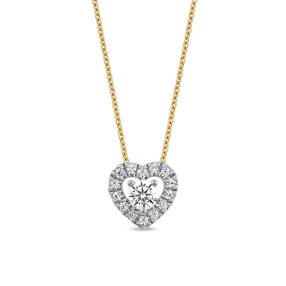3/8 CT. T.w. Diamond Interior Stone Heart Frame Necklace in 10K Gold
