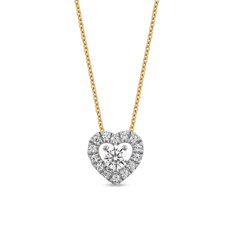 Main Image 1 of 3/8 CT. T.W. Diamond Interior Stone Heart Frame Necklace in 10K Gold