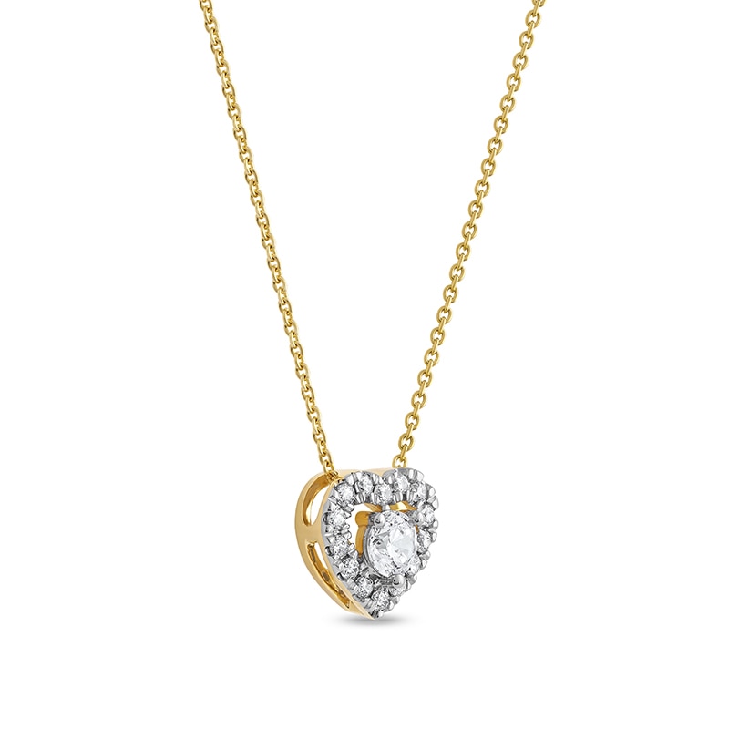 Main Image 2 of 3/8 CT. T.W. Diamond Interior Stone Heart Frame Necklace in 10K Gold