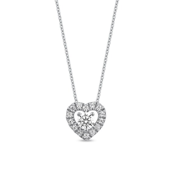 3/8 CT. T.w. Diamond Interior Stone Heart Frame Pendant in 10K White Gold