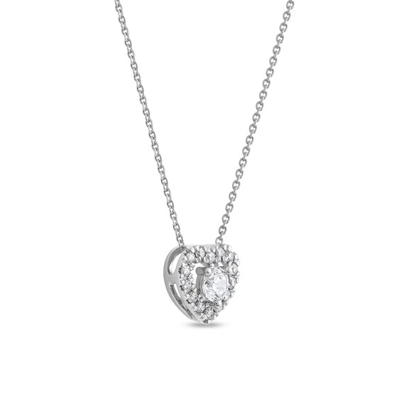 3/8 CT. T.w. Diamond Interior Stone Heart Frame Pendant in 10K White Gold