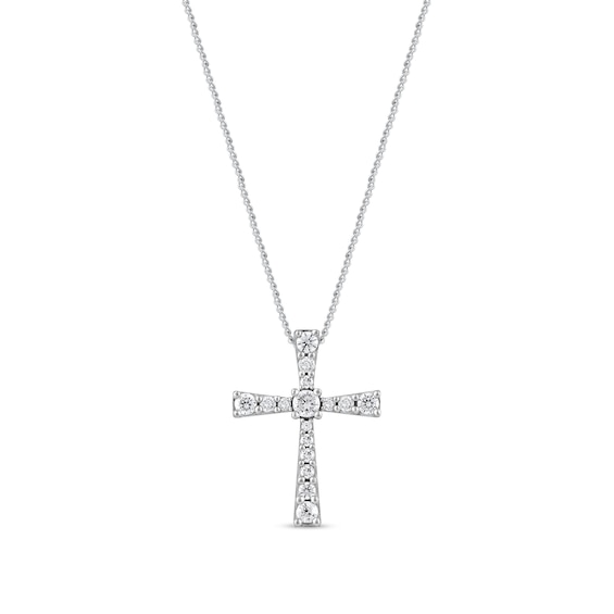 1/3 CT. T.w. Diamond Graduated Cross Pendant in 10K White Gold