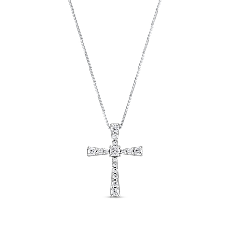 1/3 CT. T.W. Diamond Graduated Cross Pendant in 10K White Gold