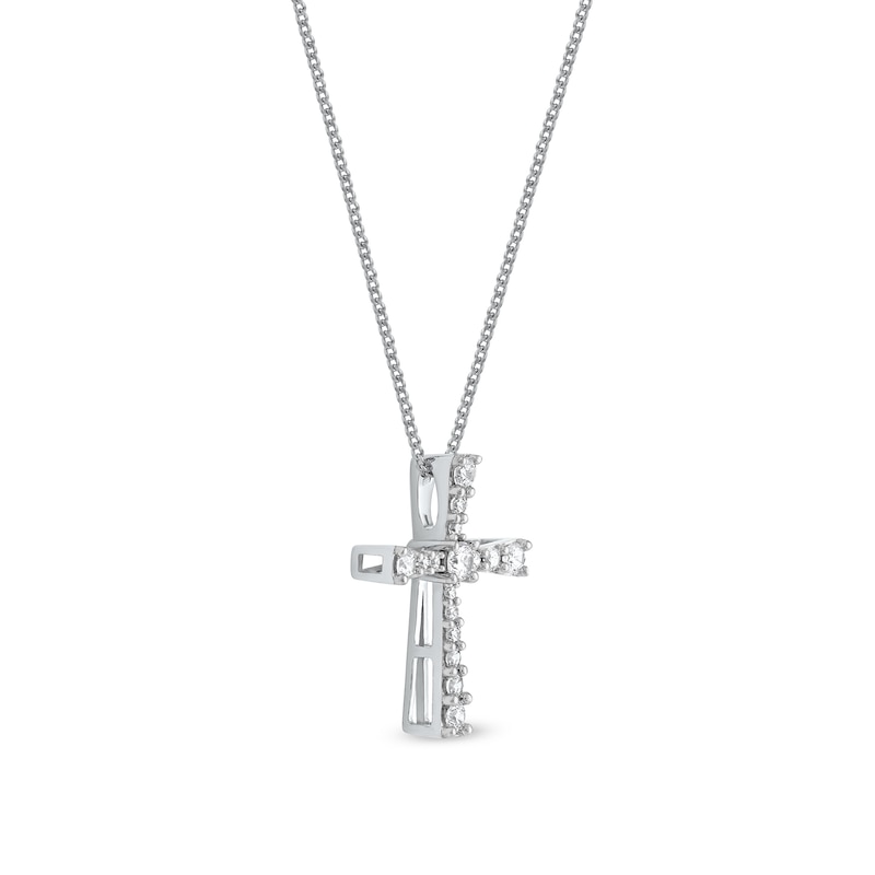 1/3 CT. T.W. Diamond Graduated Cross Pendant in 10K White Gold