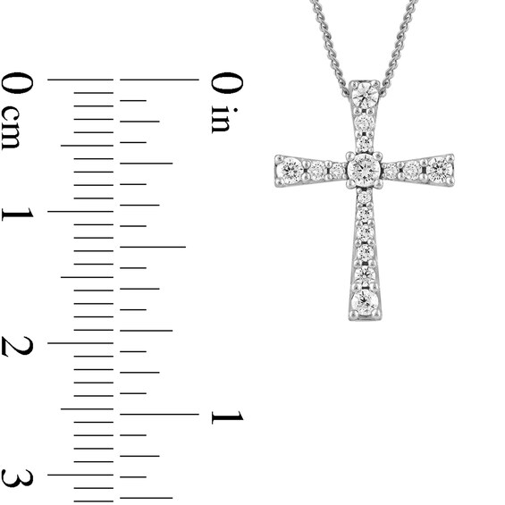 1/3 CT. T.w. Diamond Graduated Cross Pendant in 10K White Gold