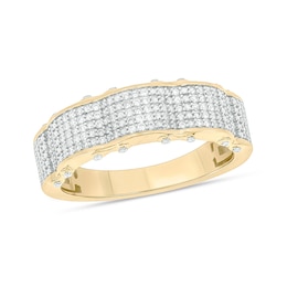 1/2 CT. T.W. Diamond Multi-Row Wave Band in Sterling Silver with 14K Gold Plate