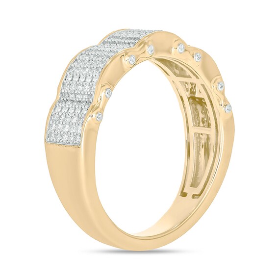 1/2 CT. T.w. Diamond Multi-Row Wave Band in Sterling Silver with 14K Gold Plate