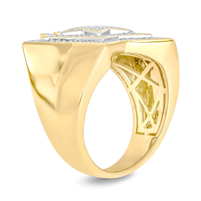 Main Image 2 of Men's 3/4 CT. T.W. Diamond Triple Frame Star Ring in 10K Gold