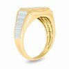 Thumbnail Image 2 of Men's 1/4 CT. T.W. Rectangular Multi-Diamond Ribbed Stepped Shank Ring in Sterling Silver and 14K Gold Plate