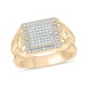 Thumbnail Image 1 of Men's 1/4 CT. T.W. Square Multi-Diamond Double Frame Cut-Out Shank Ring in Sterling Silver with 14K Gold Plate