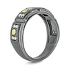 Thumbnail Image 2 of 1/3 CT. T.W. Diamond Double Row Black Rhodium Sterling Silver Band with 14K Gold Plate Screw Accents