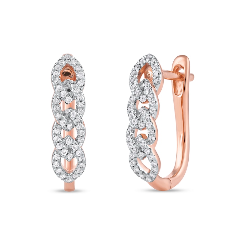 Main Image 1 of 1/4 CT. T.W. Diamond Multi-Link U-Hoop Earrings in 10K Rose Gold