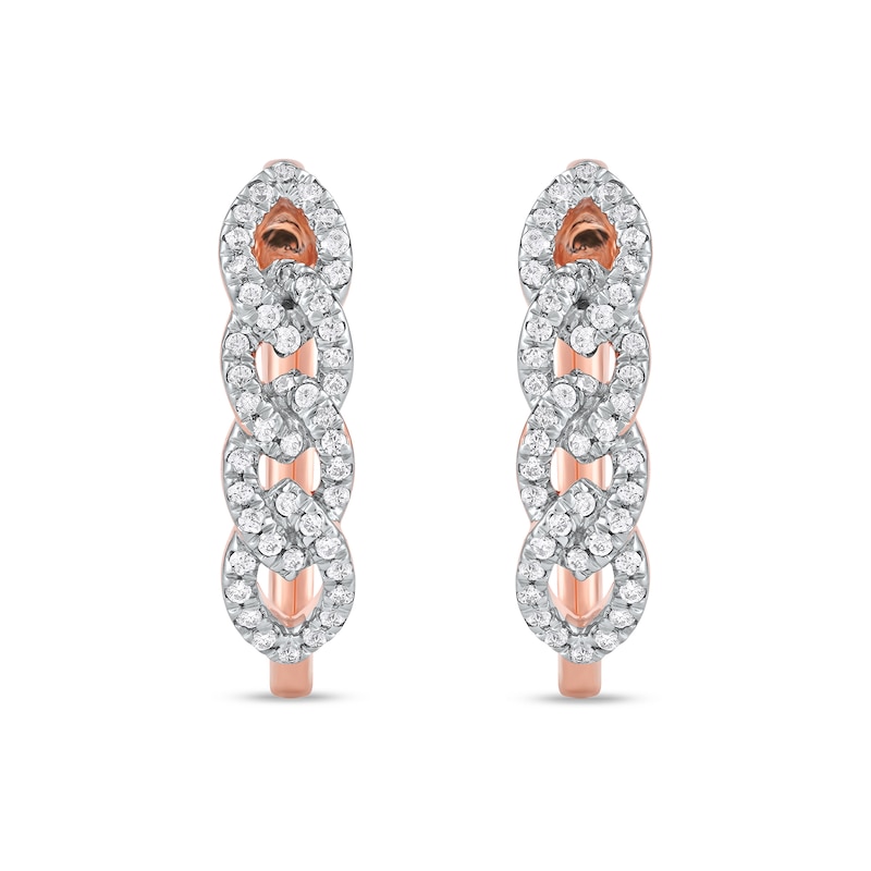 Main Image 2 of 1/4 CT. T.W. Diamond Multi-Link U-Hoop Earrings in 10K Rose Gold