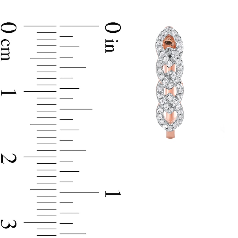 Main Image 3 of 1/4 CT. T.W. Diamond Multi-Link U-Hoop Earrings in 10K Rose Gold