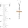 Thumbnail Image 4 of 1/10 CT. T.W. Diamond Flower and Leaves Cross Pendant in Sterling Silver with 14K Gold Plate
