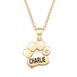 Gemstone Engravable Paw Pendant (1 Stone and Line)