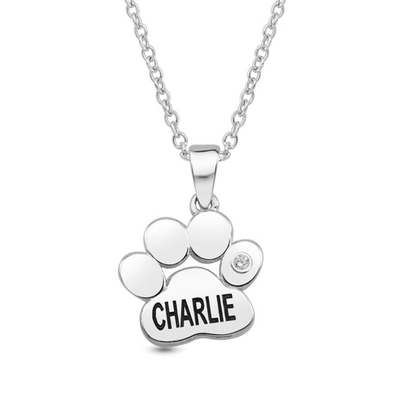 Gemstone Engravable Paw Pendant (1 Stone and Line)