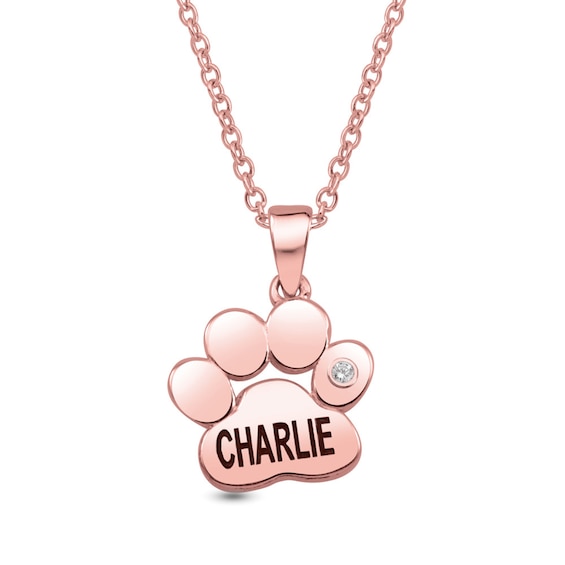 Gemstone Engravable Paw Pendant (1 Stone and Line)