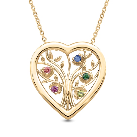 Mother's Gemstone Family Tree Heart Pendant (2-6 Stones)