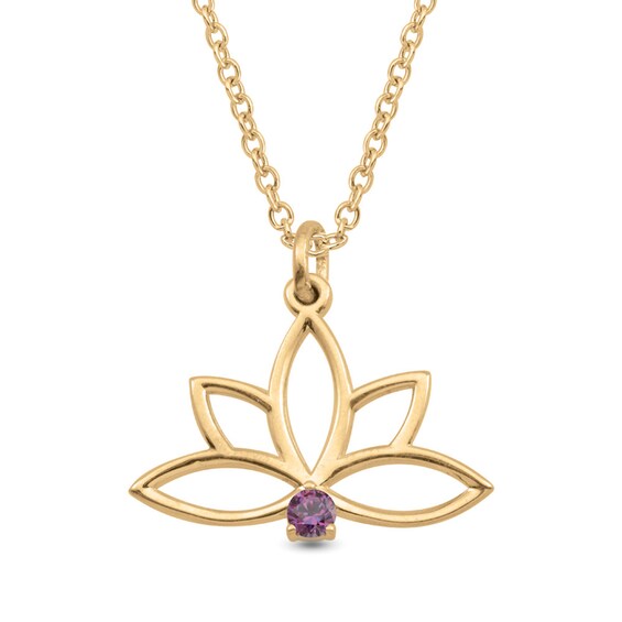 High Polish 14k Yellow Gold Open Design Lotus Flower Pendant Necklace