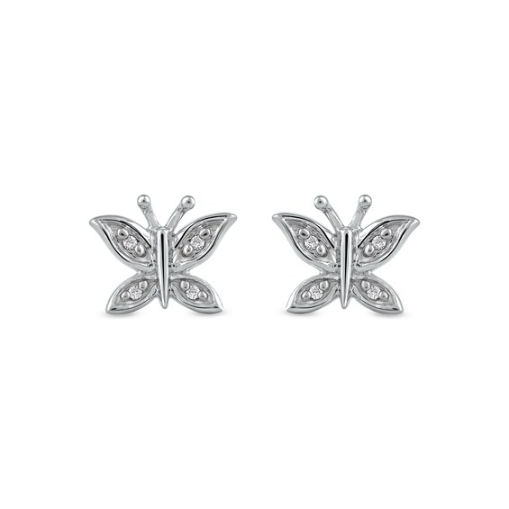 Diamond Accent Butterfly Stud Earrings in 10K White Gold