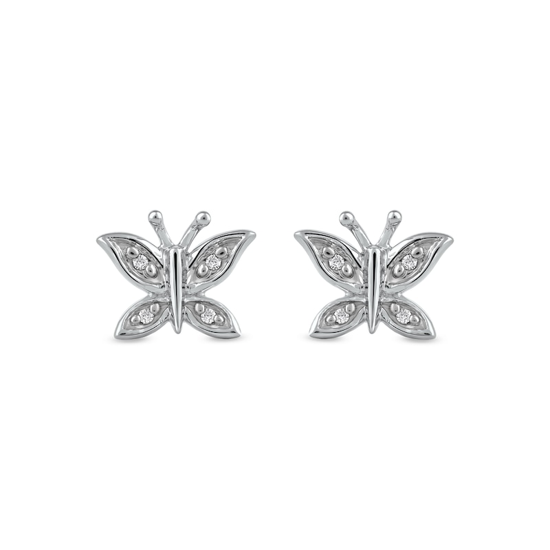 Diamond Accent Butterfly Stud Earrings in 10K White Gold