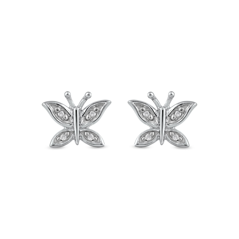 Diamond Accent Butterfly Stud Earrings in 10K White Gold | Zales