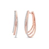 Thumbnail Image 1 of 1/4 CT. T.W. Diamond Triple Layer Oval Hoop Earrings in 10K Rose Gold