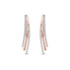 Thumbnail Image 2 of 1/4 CT. T.W. Diamond Triple Layer Oval Hoop Earrings in 10K Rose Gold