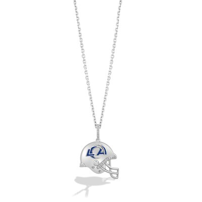 True Fans™ NFL Los Angeles Rams 1/20 CT. T.W. Diamond Small Helmet Pendant  in Sterling Silver