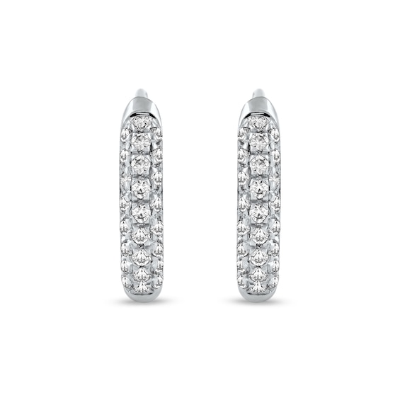1/6 CT. T.w. Diamond Triple Row Hoop Earrings in 10K Gold