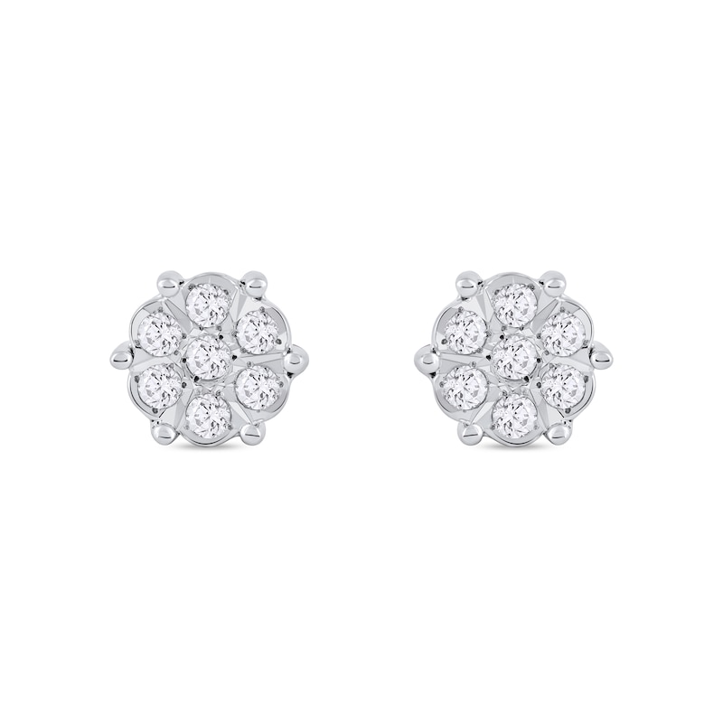 1/10 CT. T.W. Diamond Flower Stud Earrings in 10K White Gold