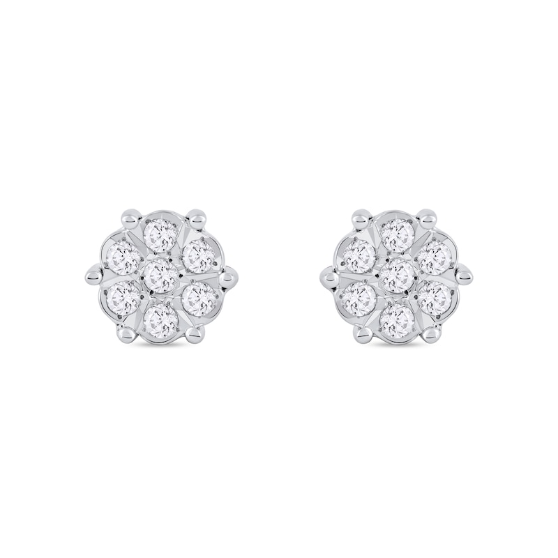 Main Image 2 of 1/10 CT. T.W. Diamond Honeycomb Stud Earrings in 10K White Gold