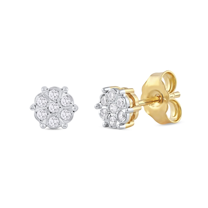 Main Image 1 of 1/10 CT. T.W. Diamond Flower Stud Earrings in 10K Gold