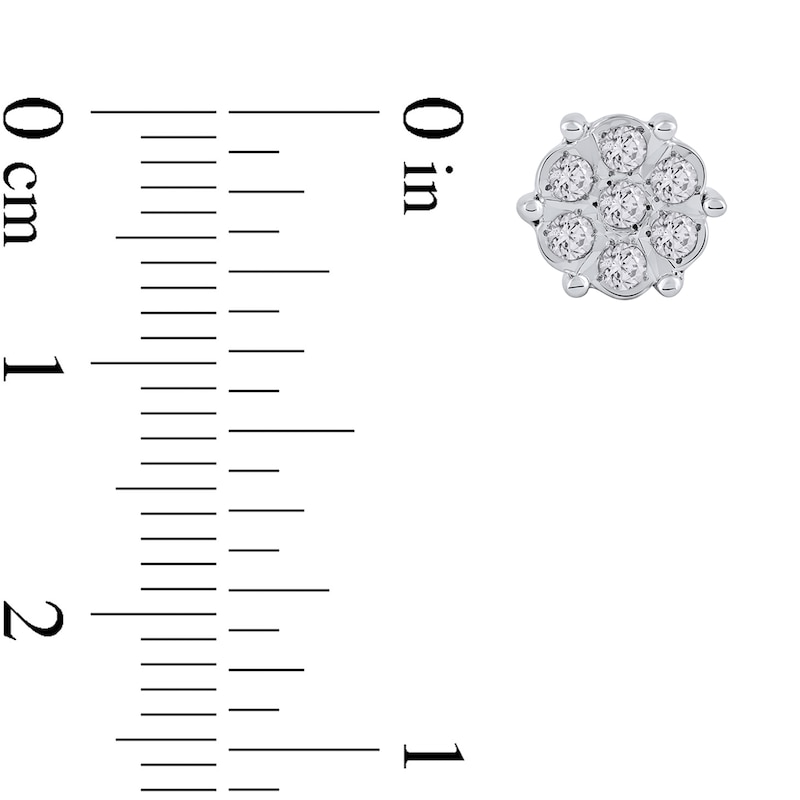 Main Image 3 of 1/10 CT. T.W. Diamond Flower Stud Earrings in 10K Gold