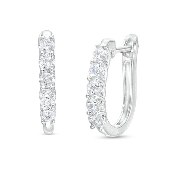 1 CT. T.w. Certified Lab-Grown Diamond Five Stone U-Hoop Earrings in 14K White Gold (F/Si2)
