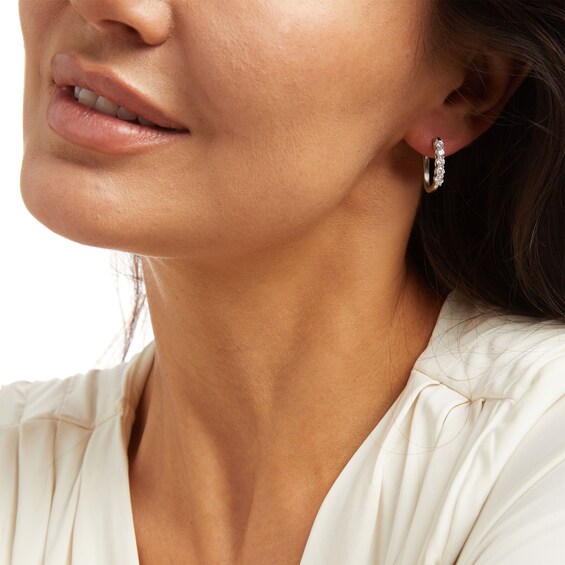 1 CT. T.w. Certified Lab-Grown Diamond Five Stone U-Hoop Earrings in 14K White Gold (F/Si2)
