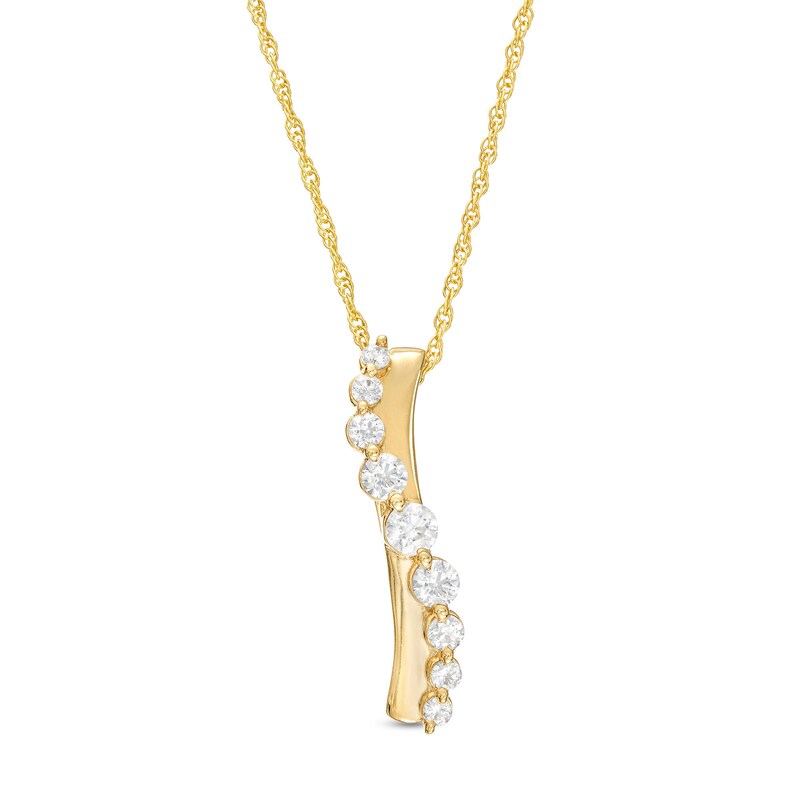 Main Image 1 of 1/2 CT. T.W. Diamond Graduated Layered Curve Pendant in 10K Gold