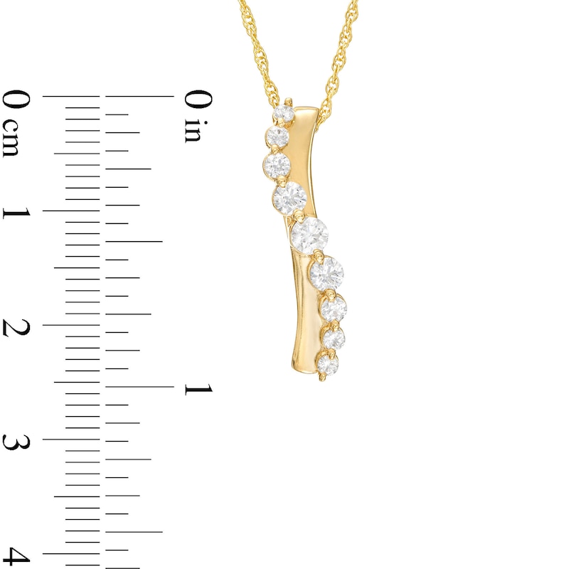 Main Image 3 of 1/2 CT. T.W. Diamond Graduated Layered Curve Pendant in 10K Gold