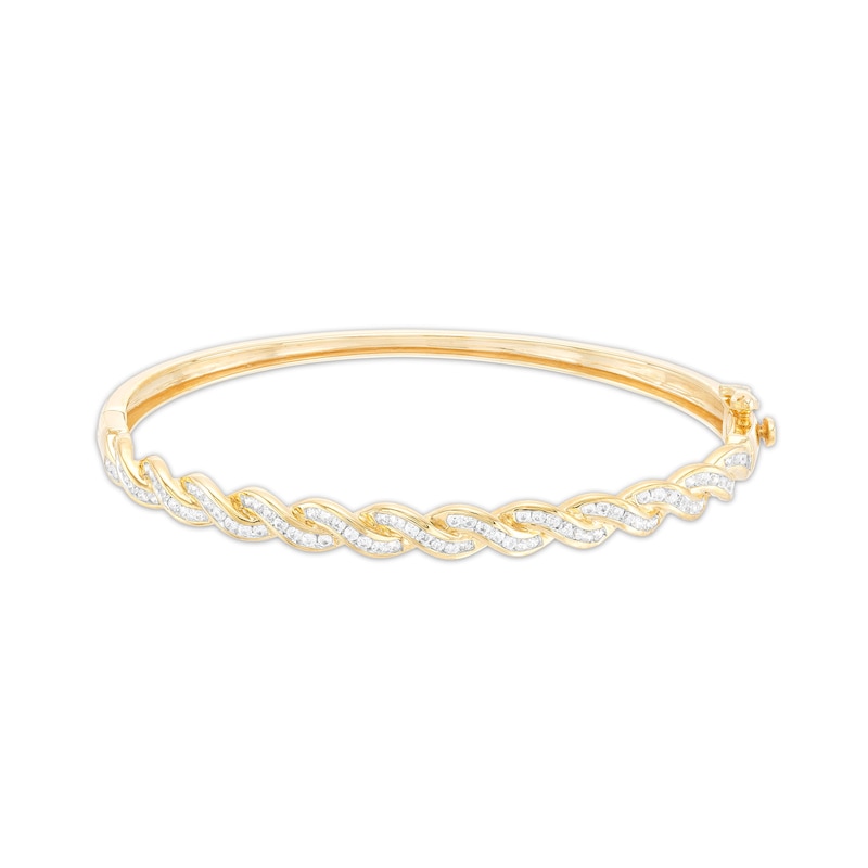 Main Image 1 of 1 CT. T.W. Diamond Twist Bangle in 10K Gold - 7.46"