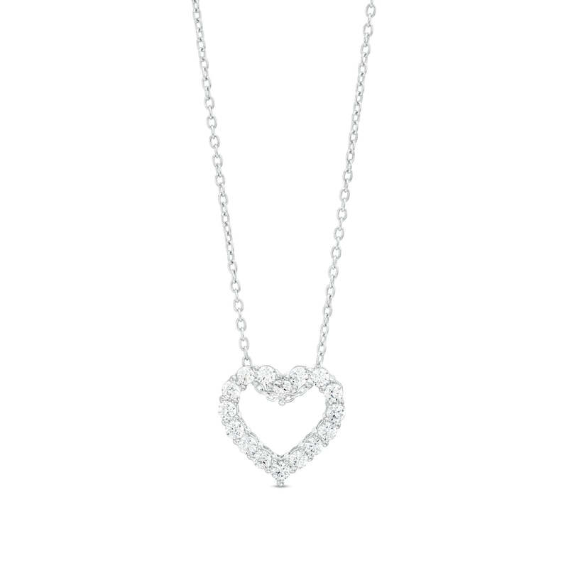 Main Image 1 of 1/2 CT. T.W. Certified Lab-Grown Diamond Heart Outline Pendant in 14K White Gold (F/SI2)