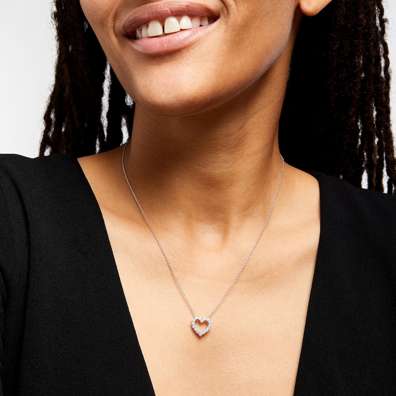 Main Image 2 of 1/2 CT. T.W. Certified Lab-Grown Diamond Heart Outline Pendant in 14K White Gold (F/SI2)