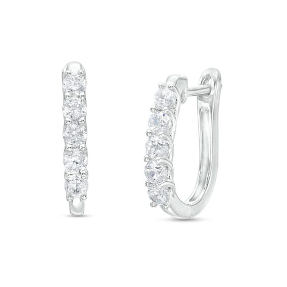 1/2 CT. T.w. Certified Lab-Grown Diamond Five Stone U-Hoop Earrings in 14K White Gold (F/Si2)