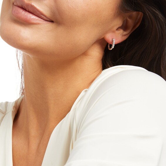 1/2 CT. T.w. Certified Lab-Grown Diamond Five Stone U-Hoop Earrings in 14K White Gold (F/Si2)
