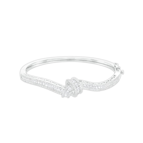 2-1/2 CT. T.w. Diamond Curved Triple Row Knot Bangle in 10K White Gold - 7.46"