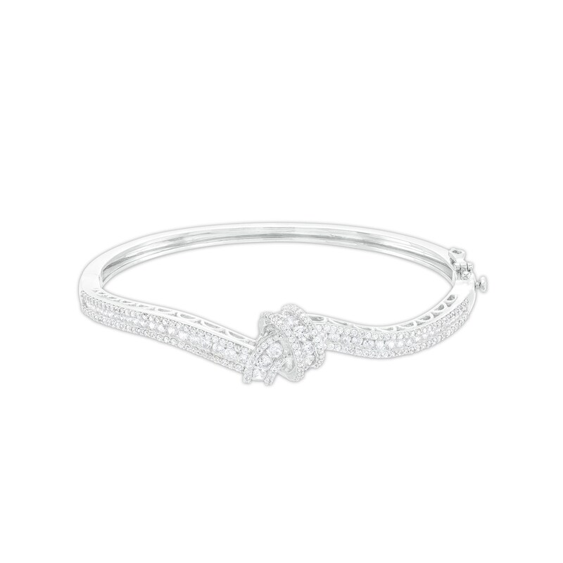 Main Image 1 of 2-1/2 CT. T.W. Diamond Curved Triple Row Knot Bangle in 10K White Gold - 7.46"