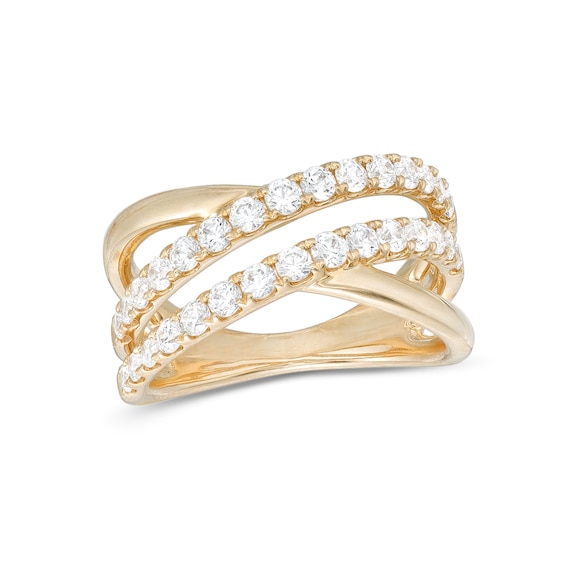 1 CT. T.w. Diamond Double Row Split Shank Ring in 10K Gold