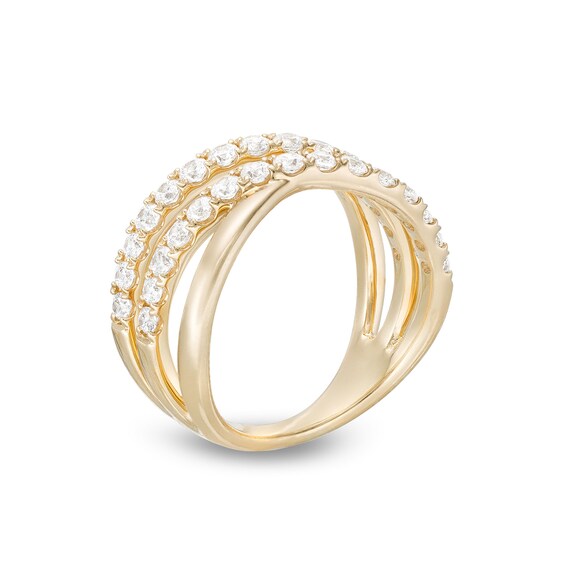 1 CT. T.w. Diamond Double Row Split Shank Ring in 10K Gold
