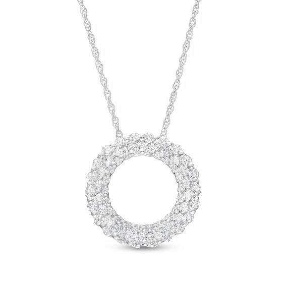 1 CT. T.w. Diamond Triple Row Circle Outline Pendant in 10K White Gold