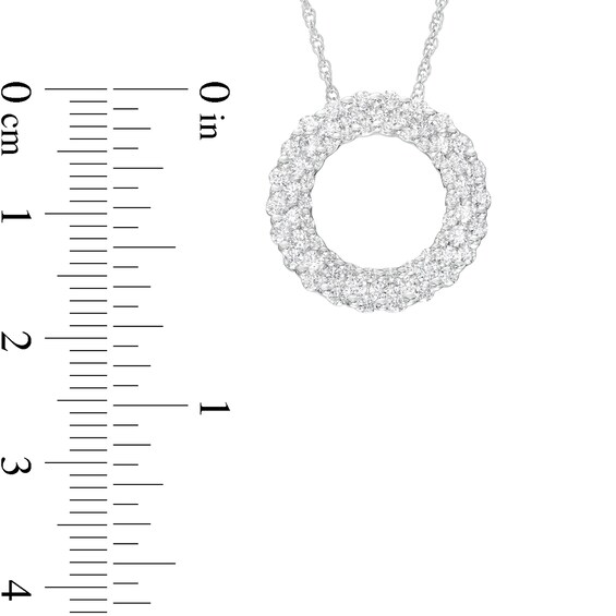 1 CT. T.w. Diamond Triple Row Circle Outline Pendant in 10K White Gold